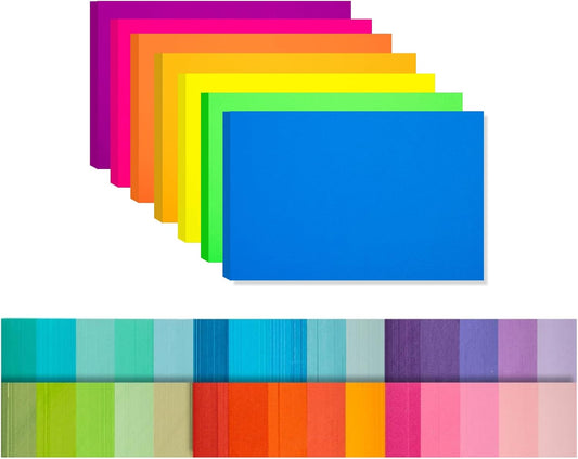 Index Cards 301-Count 3x5 Inch,178GSM Heavyweight Set of 7 Fluorescent Colors Paper Multicolor Study Cards