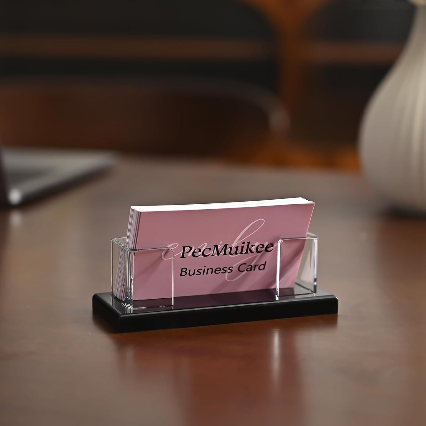 PecMuikee Business Card Holder for Desk,Acrylic Business Card Display Stand,Multiple Business Card Holders for Office, Exhibition, Home, Restaurant 1Slot 2 Pcs