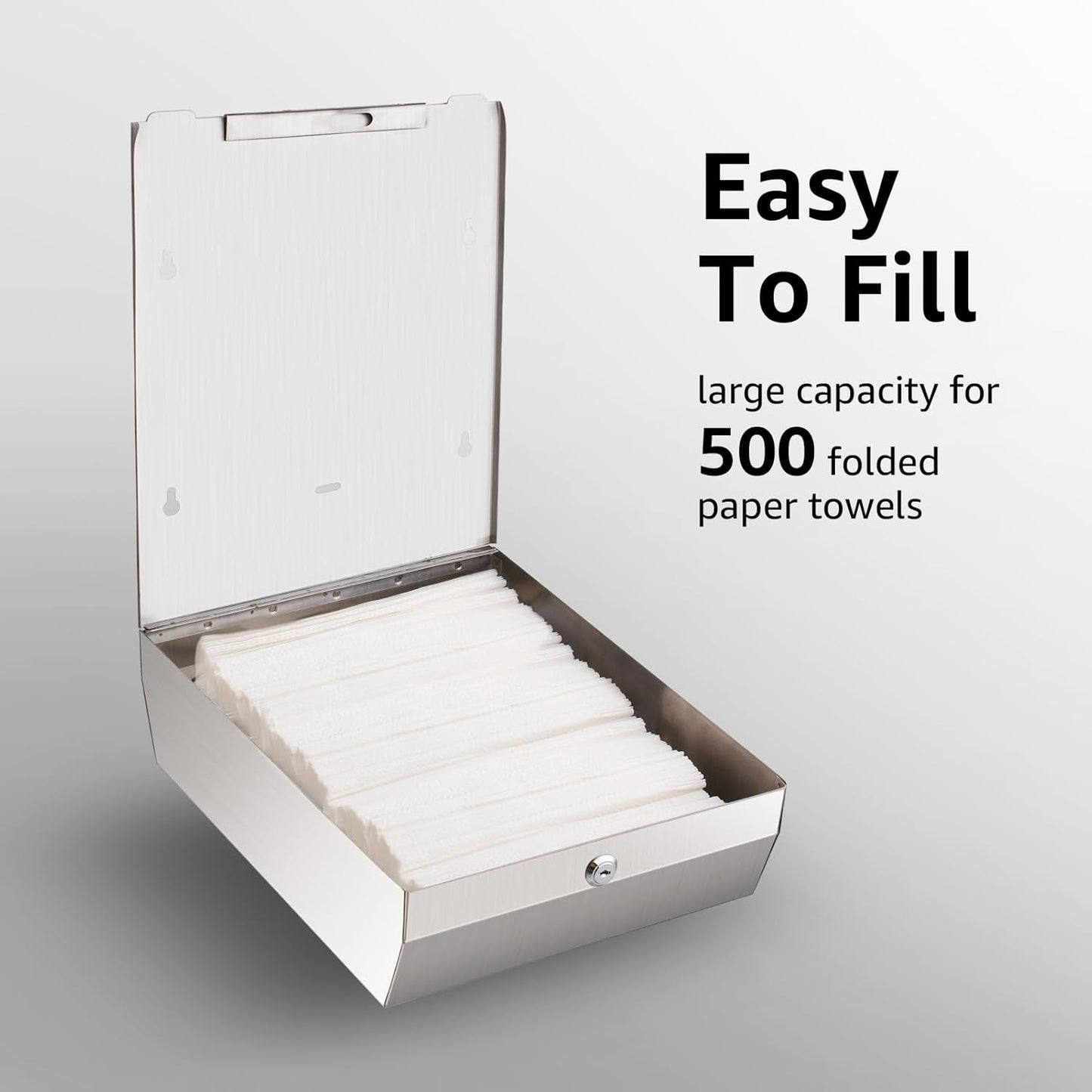 Paper Towel Dispenser Wall Mount - Multifold Trifold Paper Towel Dispensers, Large Capacity Stainless Steel Tissue Holder, Suitable for Bathrooms and Public Places