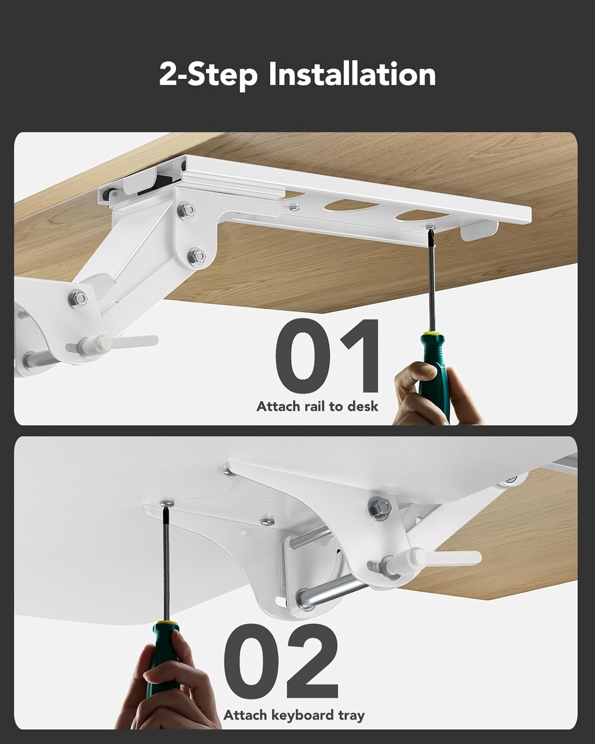 HUANUO Keyboard Tray Under Desk, 360 Adjustable Ergonomic Sliding Keyboard & Mouse Tray, 25" W x 9.8" D