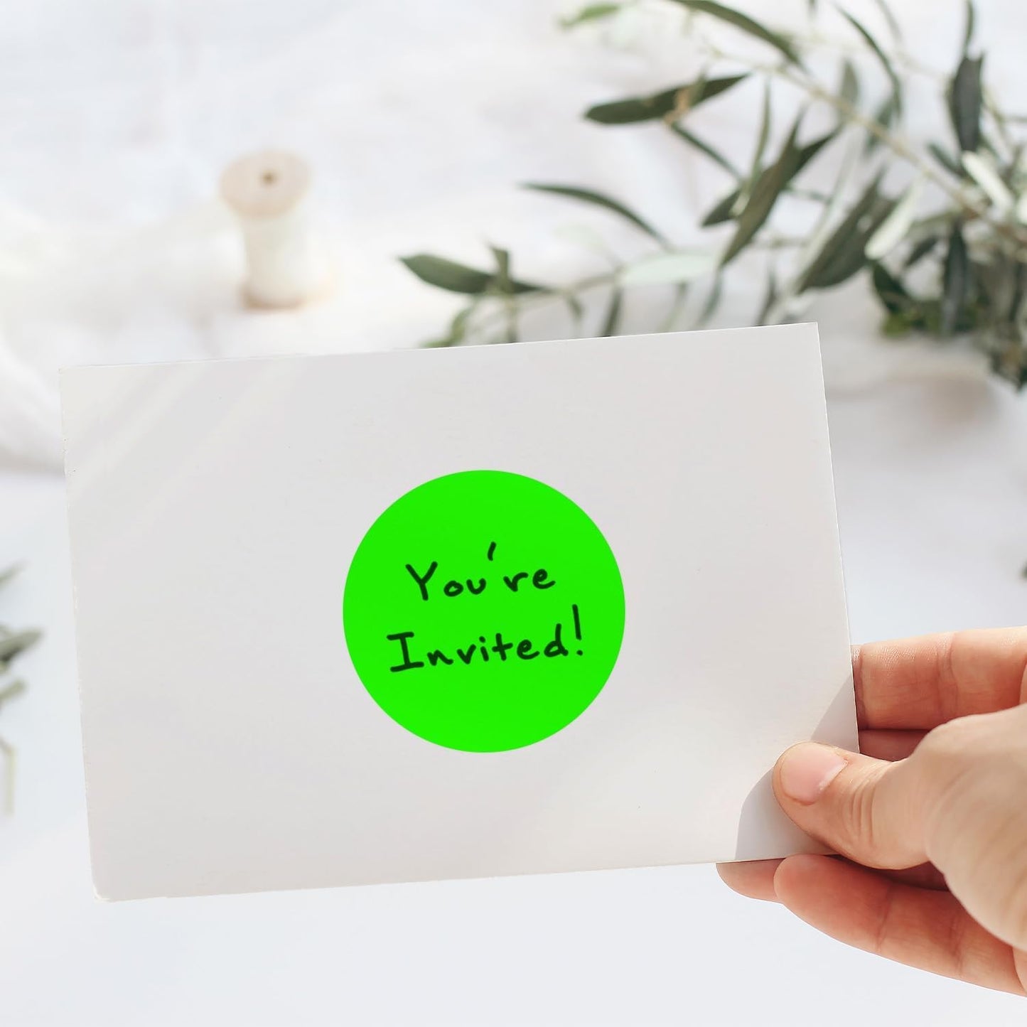 ChromaLabel 3 Inch Round Sticker Labels, High Visibility Permanent Sticky Dots Color Coding Label, Easy to Write On Color Coded Stickers - 500 Colored Labels per Roll - Fluorescent Green - Case of 10