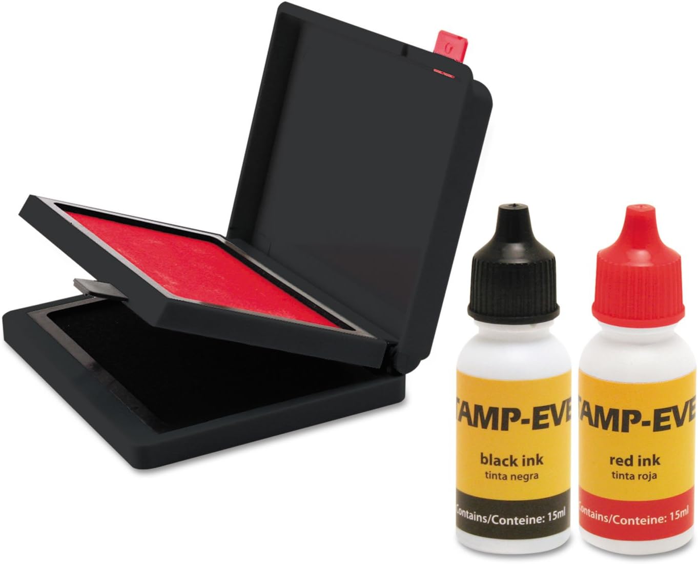 Trodat Two-Color Stamp Pad with Ink Refill, 4" x 2.38", Red/Black