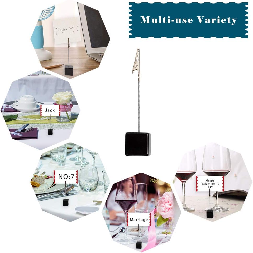 10pcs Table Number Holder Name Place Card Holder Memo Clip Holder Stand Note Holder Pictures Card Paper Menu Clip (Black)
