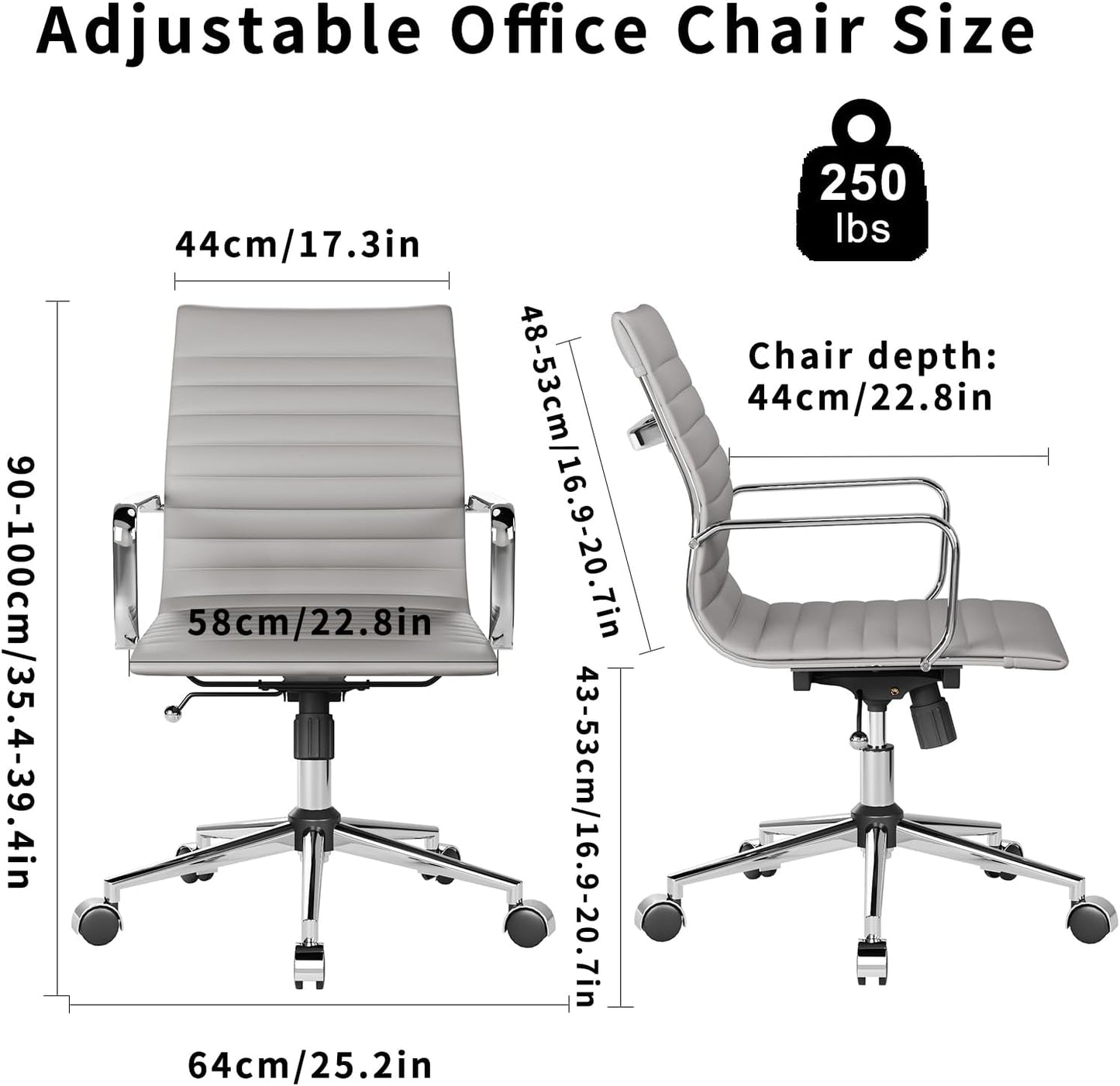 Chair, Desk Computer Chair ,with Armrests ,Ergonomic Office Chair for Home and Office, 17.32 x 22.83 x 35.43 inches, Multiple Colors (Grey)