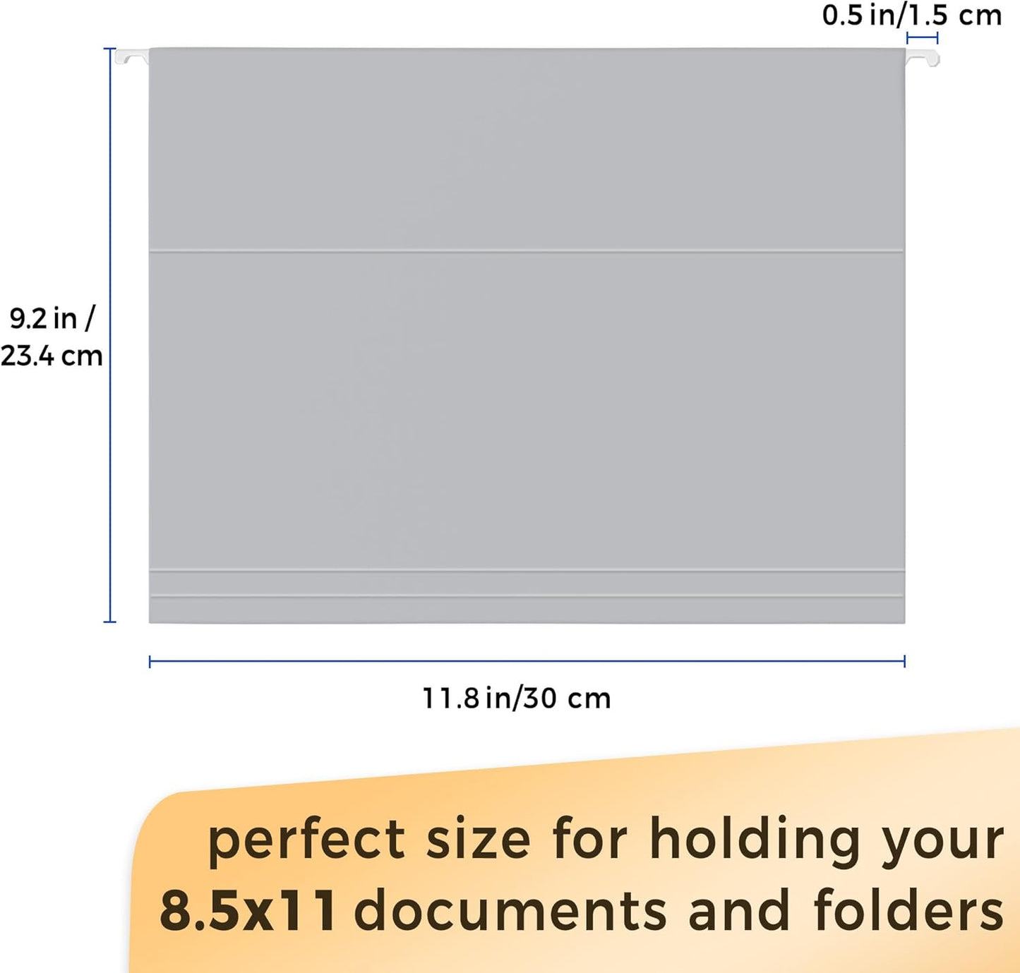 SUNEE 25 Pack Hanging File Folders, Gray Folders, Hanging File Folders Letter Size with 1/5-cut Tabs, Stay Organized for Your Home and Office Bulk File and Documents