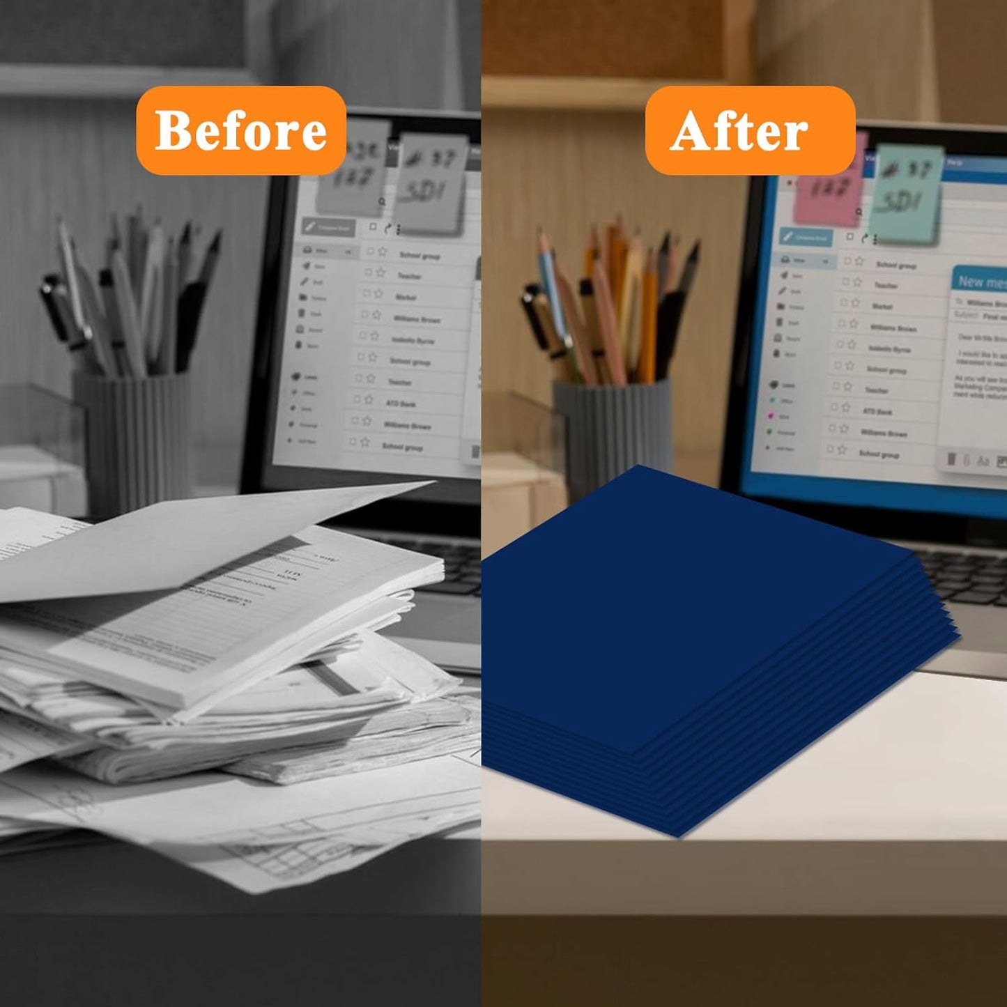 Two Pocket Folders,50 Pack Blue File Folders with Pockets Fit Letter Size Paper,Thick Paper File Folder for School Office Business Home,Assorted 6 Colors