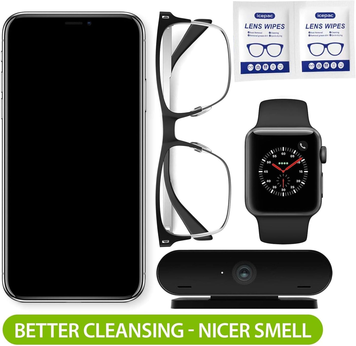 Eyeglass Cleaner Wipes, Sunglasses, Screens - Gentle and Portable for On-the-Go Cleaning of Devices, Lens Wipes for Eyeglasses, Wet Lens, Camera Lenses, Laptops, Etc. Individually Packaged(220 PCS)