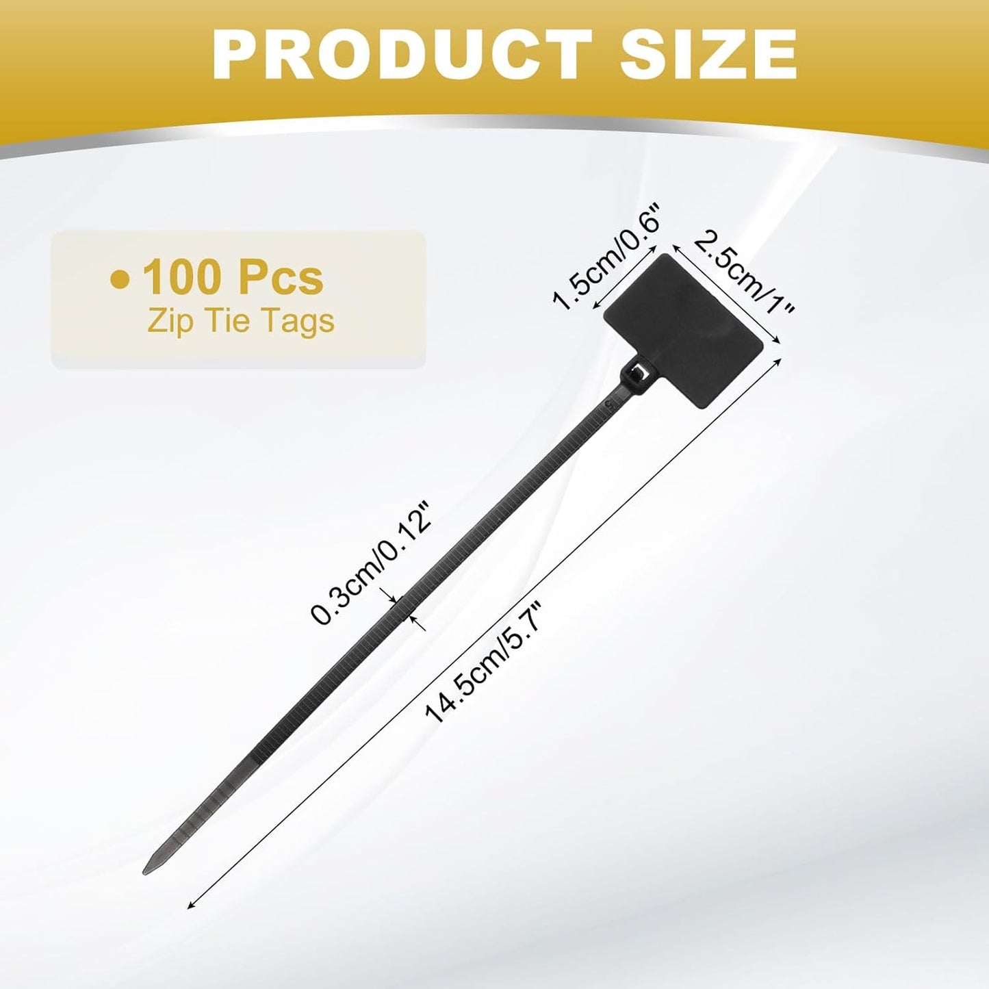 uxcell 100 Pcs Cable Label Marker Tags, Nylon Cable Zip Tie Tags 6.3 Inch Writable Self-Locking Wire Labels Zip Ties for Organization Marking, Black