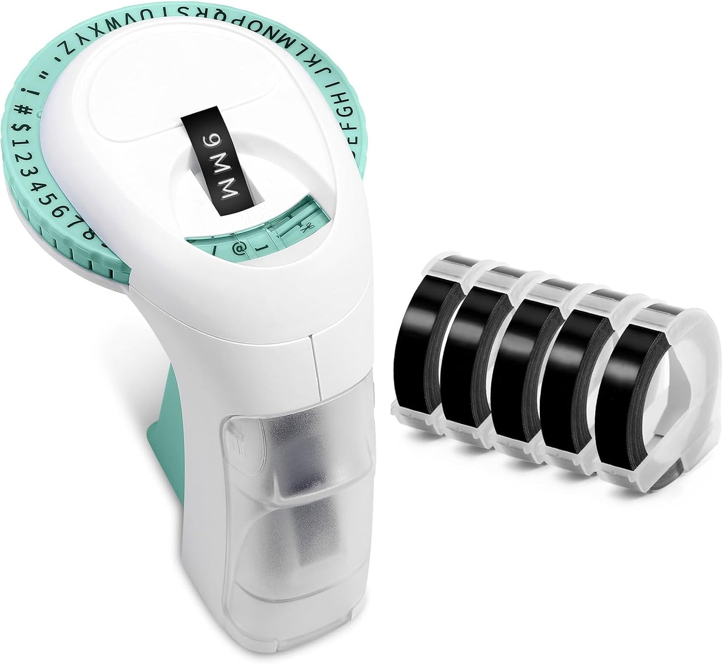 Label KINGDOM Embossing Label Maker with Tape, Omega S Vintage Embossed Label Printer, Portable Handheld Old School Labeler for Office Home School, Green