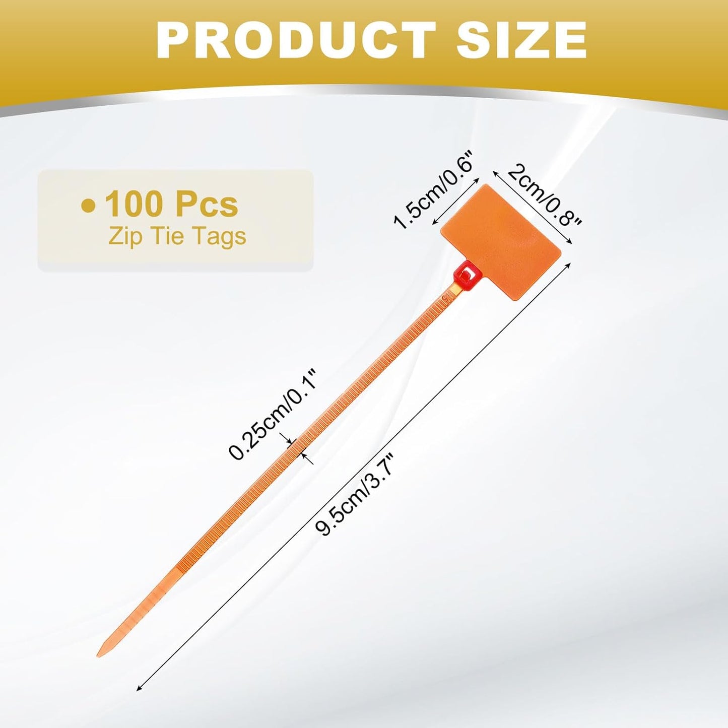 uxcell 100 Pcs Cable Label Marker Tags, Nylon Cable Zip Tie Tags 4.3 Inch Writable Self-Locking Wire Labels Zip Ties for Organization Marking, Orange