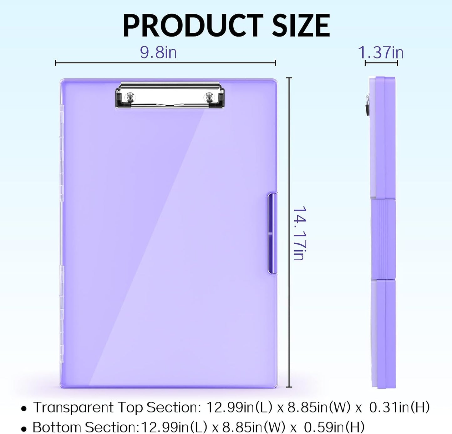 Sooez Clipboard with Storage, Heavy Duty Cleaview Clip Boards 8.5x11 with Dual Storage, Dry Erase Plastic Nursing Clipboard, High Capacity Clipboards Folder for Teacher Nurse, School & Office Supplies