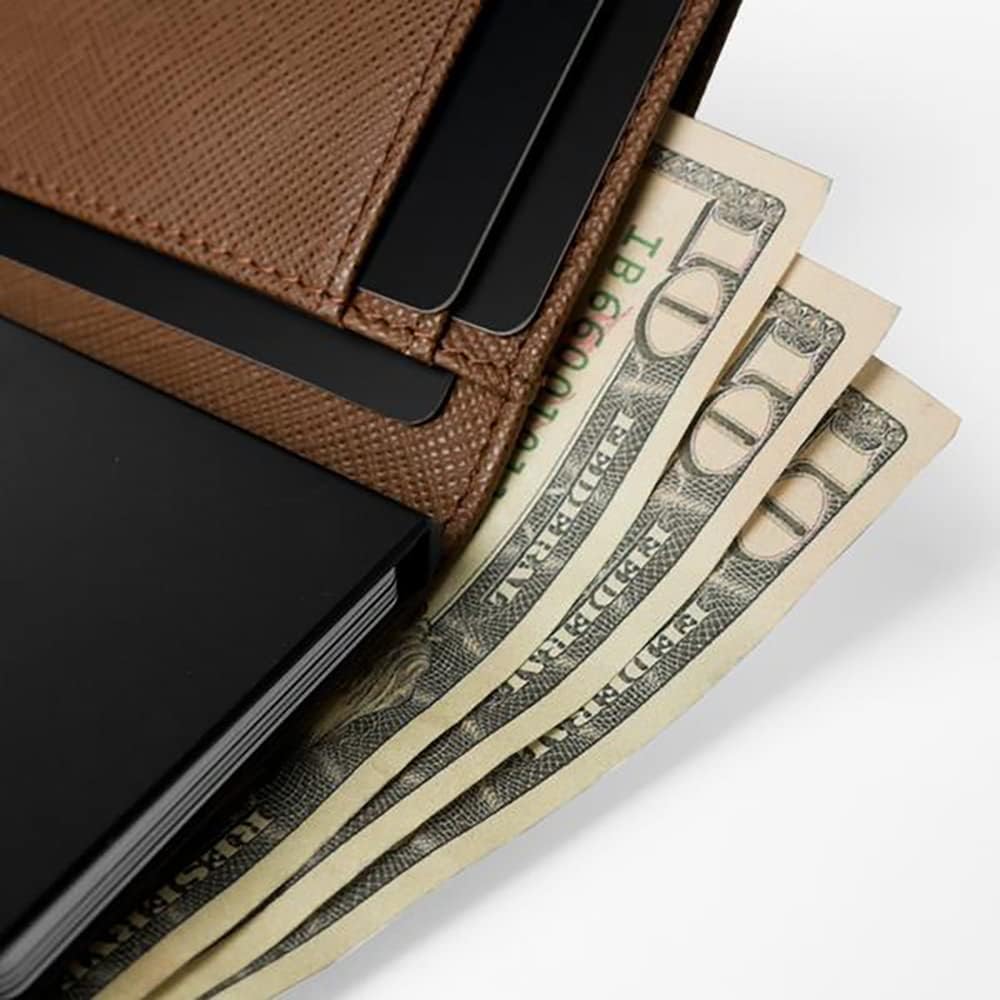 Trifold Genuine Leather Wallet/Smart Card Holder / W5 (Brown Saffiano)