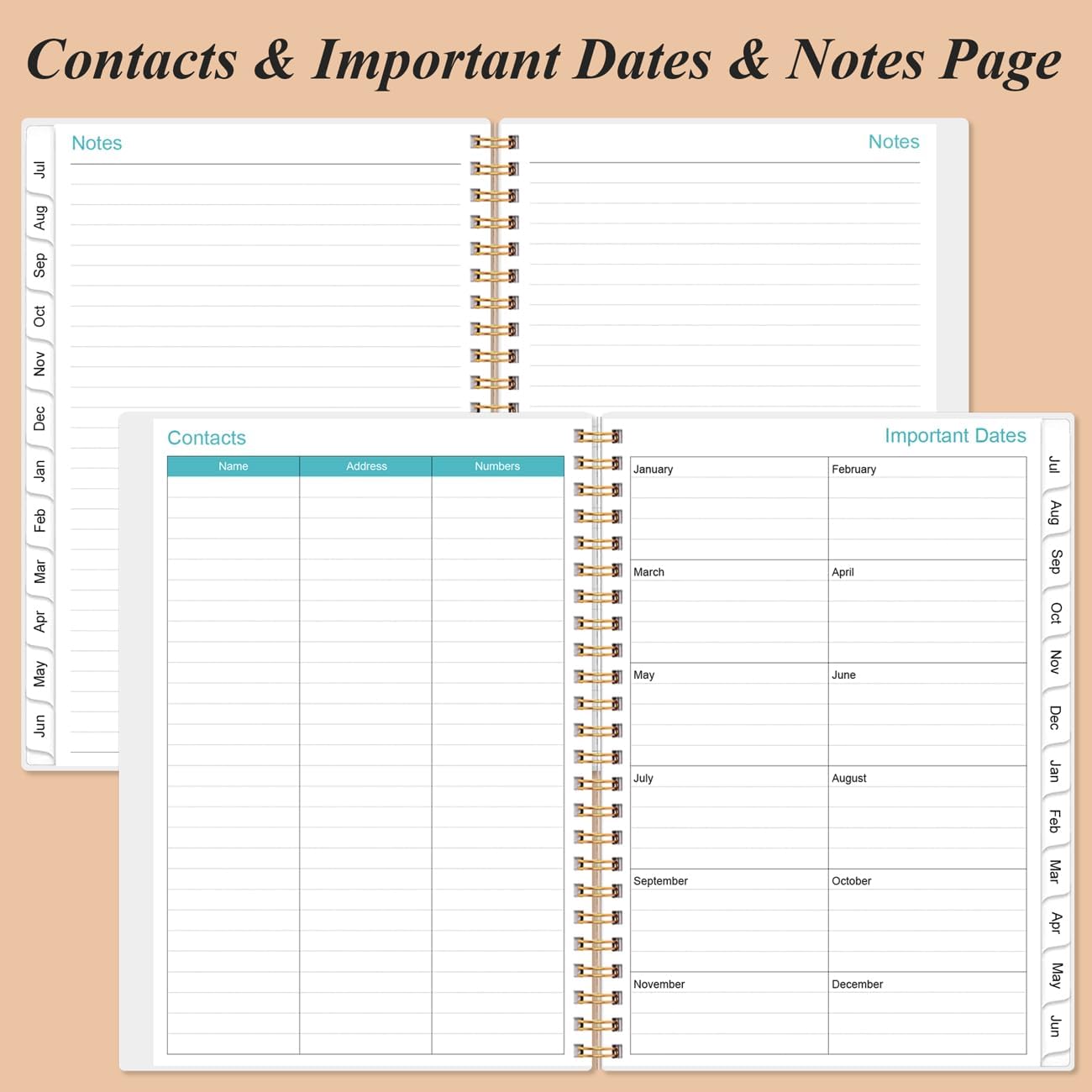 2025-2026 Daily & Monthly Planner - One Page Per Day, Daily Planner 2025-2026 from July 2025 to June 2026, Planner 25-26 with 12 Monthly Tabs, 6.4" x 8.5", Rose Leaf
