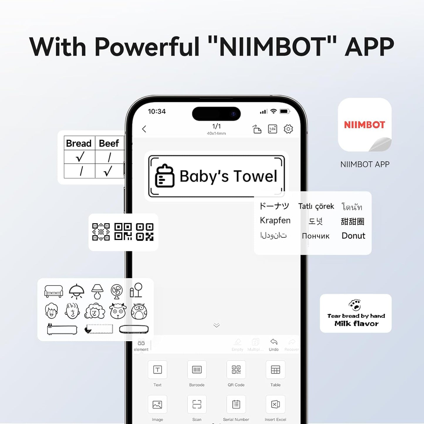 NIIMBOT B1 Label Maker with Tapes, 2 Inch Portable Thermal Label Printer for Home School Office Small Business, Address, Bakery, Crafts, Retail, Support Smartphones & PC,Dark Blue