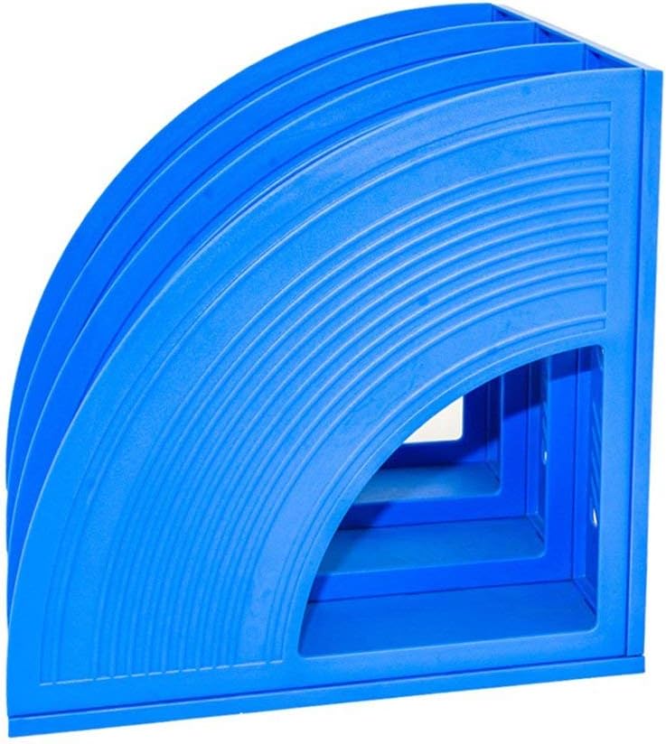 SAYEEC File Holders Folder Magazine Storage Holder Binder Stand 3 Compartment Blue Standing Files Bookshelf Organizer Magazines Divider Black Holds Documents for School Working Students