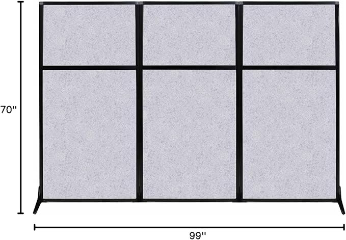 Versare Office Workstation Screen | Portable Wall Divider | Modern Cubicle | Freestanding Privacy Screen | Flexible Work Space | 3 Panels | 99" Wide x 70" Tall Marble Gray SoundSorb Panels