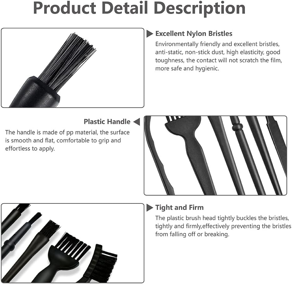 Keyboard Brush,6 in 1 Multi-Purpose Portable Plastic Handle Nylon Anti Static Brush Kit Fit for MacBook Laptop,Phone,Computer Keyboard,Machine,Car Interior Detailing,PP Handle,Razor Cleaning Brush