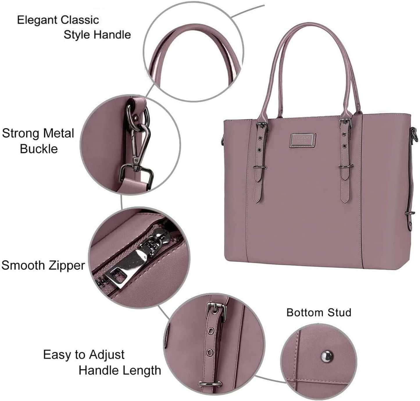 MOSISO PU Leather Laptop Tote Bag for Women, Waterproof Large Capacity Business Work Briefcase Shoulder Laptop Bag