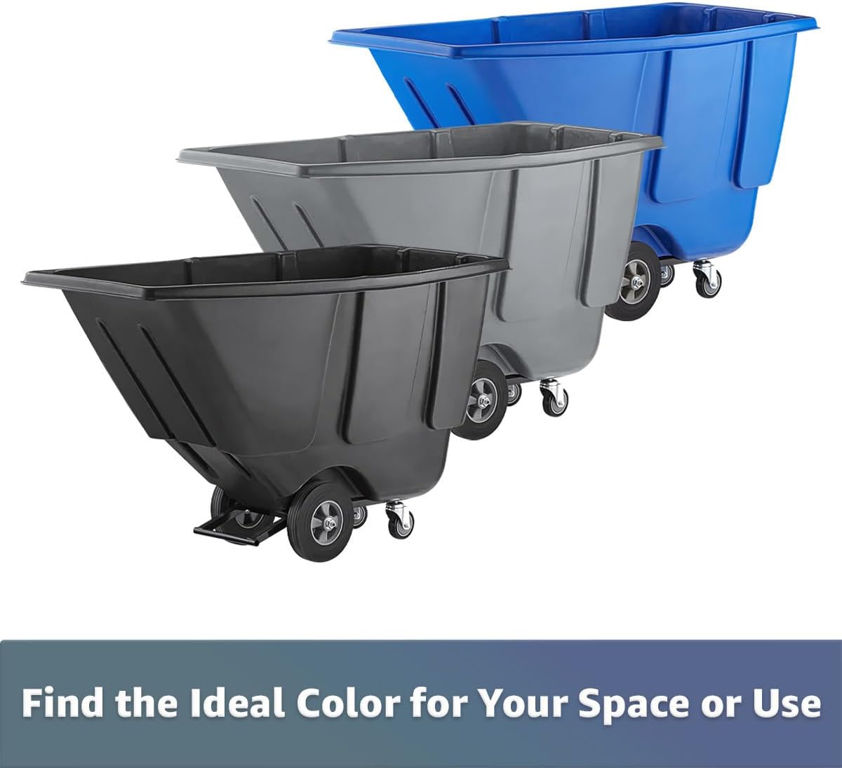 Commercial Rolling Waste Bin 0.5 Cubic Yard 450 lb., Grey Tilt Truck, Construction Trash Recycling Trolley, Industrial Dump Cart Transportation, Garbage Wagon