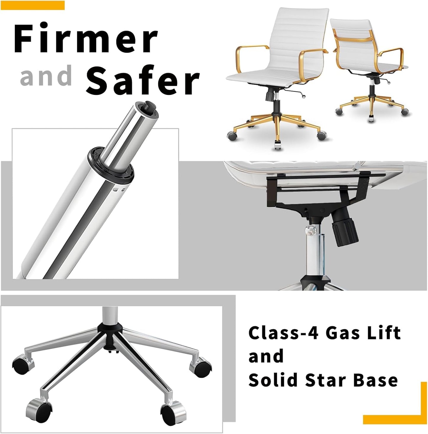 Chair, Desk Computer Chair ,with Armrests ,Ergonomic Office Chair for Home and Office, 17.32 x 22.83 x 35.43 inches, Multiple Colors (Gold White)