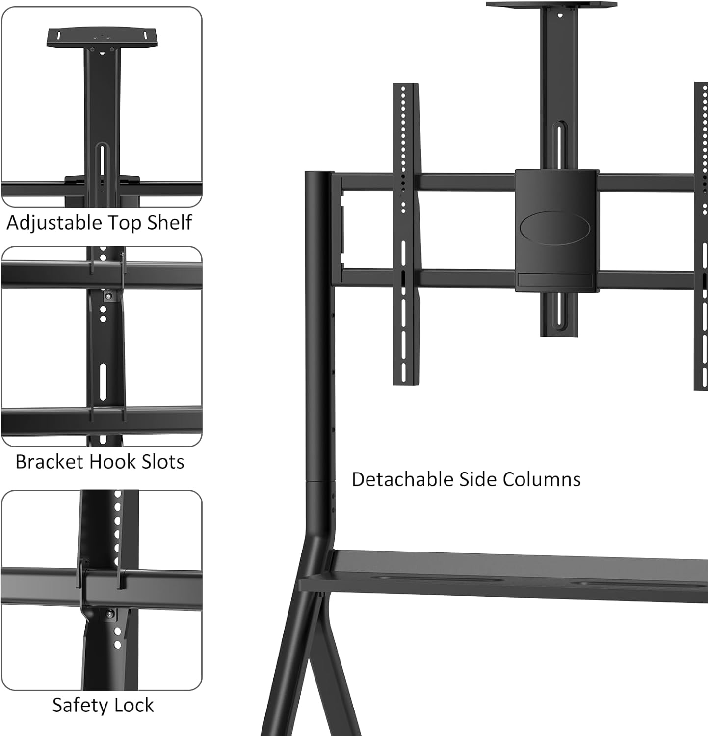 Shiarffe Smart Board Stand for 55"- 86'' Interactive Whiteboard, Mobile Stand with Locable Rolling Wheels for Smart Whiteboard, Black