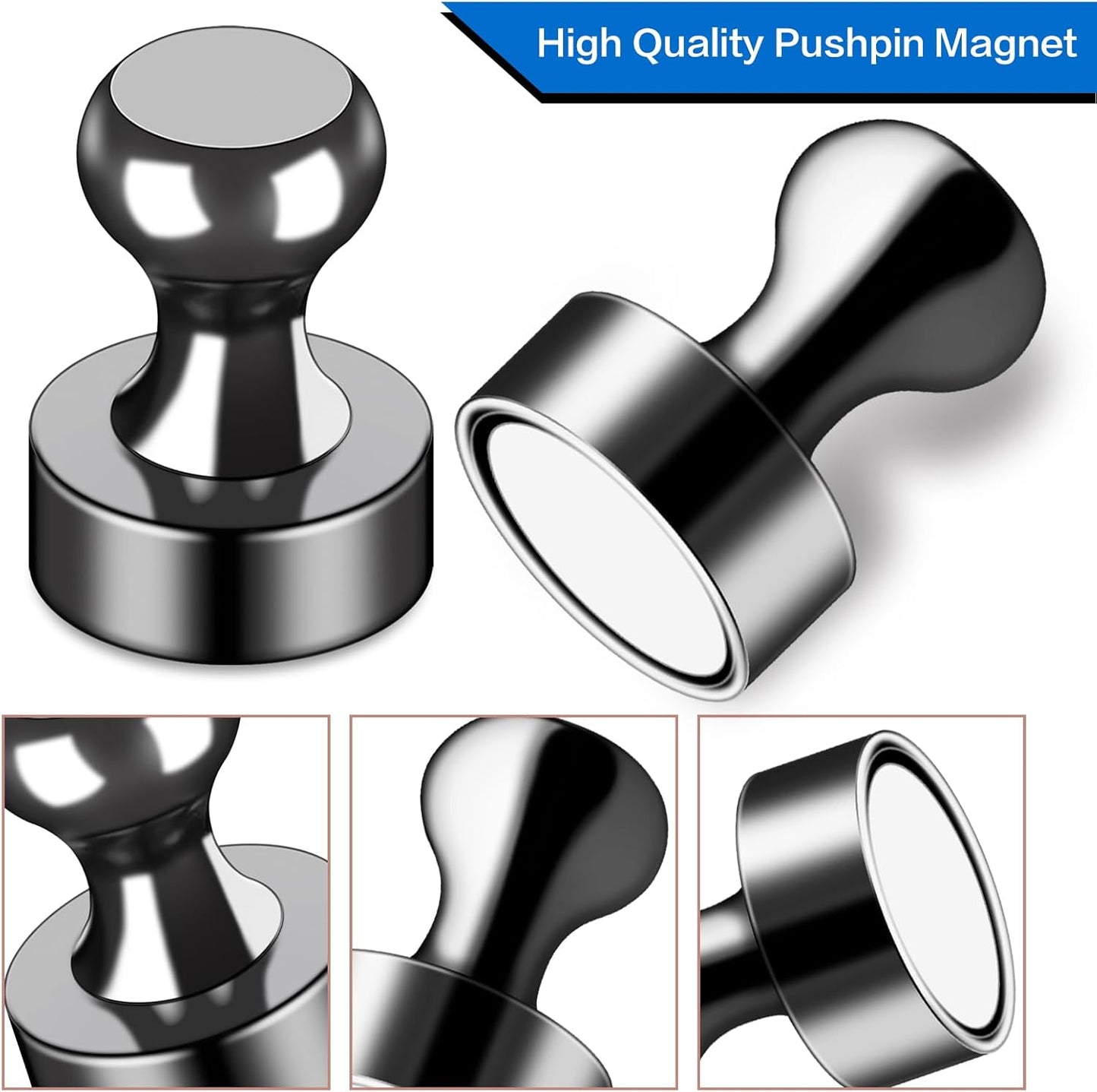 LOVIMAG Colorful Fridge Magnets, 25pc Strong Push Pin Metal Magnets for Whiteboards, Lockers, Offices & Kitchens