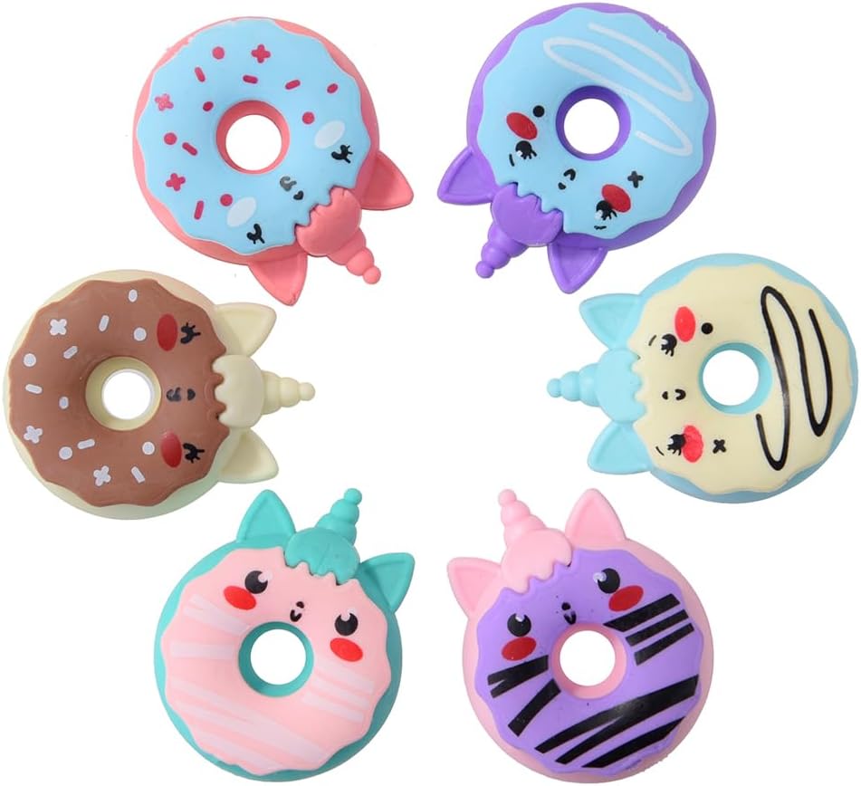 24 Pack 3D Donut Erasers for Kids, Boys and Girls - Fun Take Apart School Supplies, Prize Gifts, Party Favors