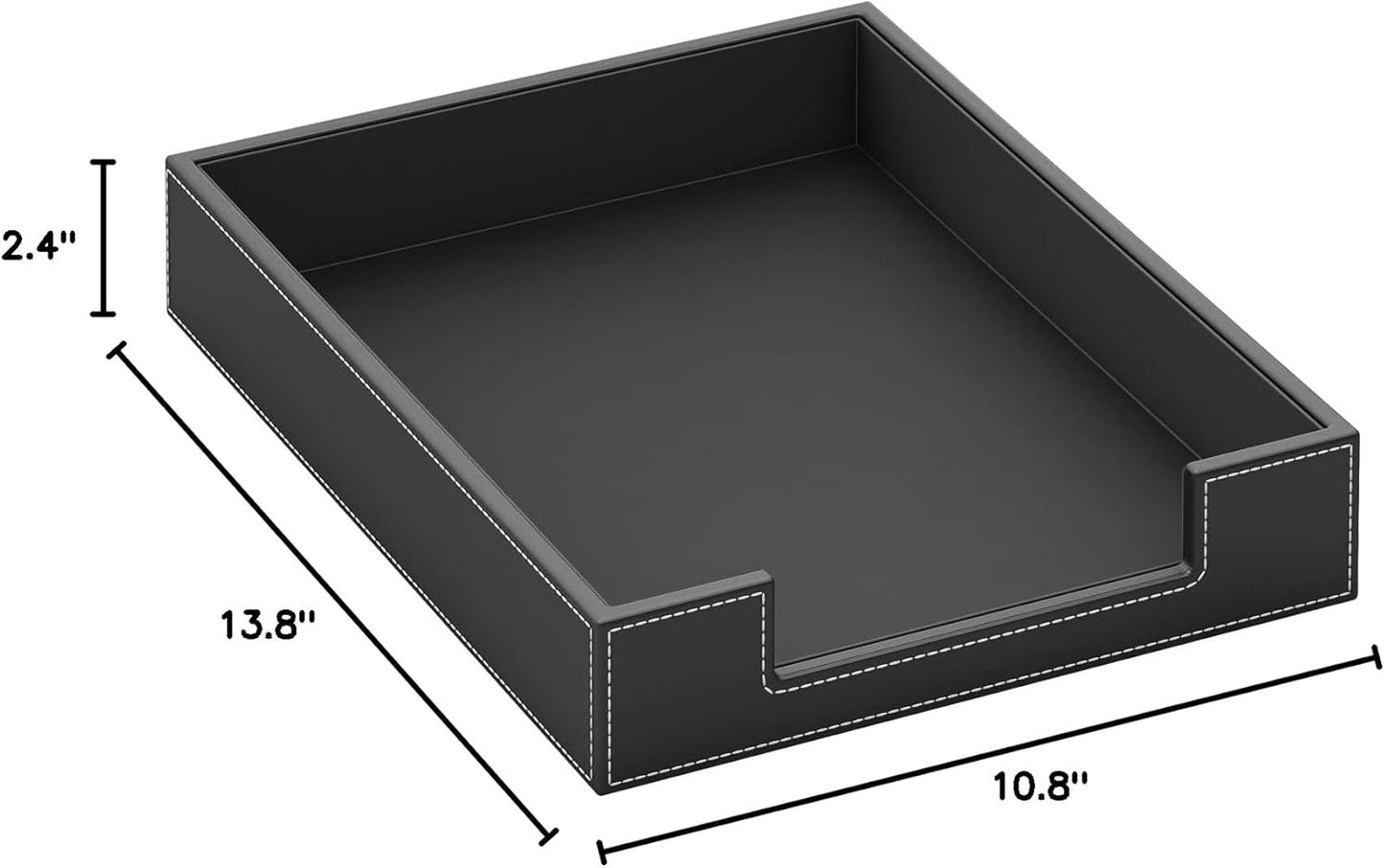 Leather Letter Tray, THIPOTEN Elegant Desk Organizer for Office Supplies, Mail, Paper, File, Magazine, Perfect Office Organization for Desktop(Black)