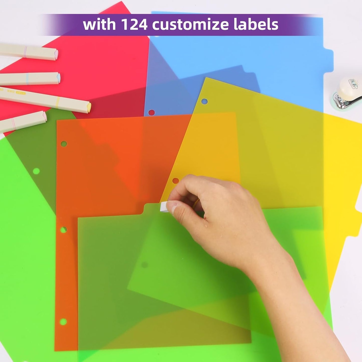 3 Set Plastic Binder Dividers with Tabs,Multicolor Index with 8-Tabs,Divider for 3 Ring Binder