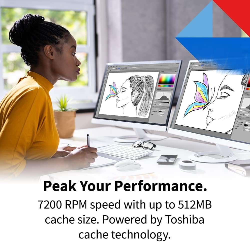 Toshiba X300 PRO 8TB High Workload Performance for Creative Professionals 3.5-Inch Internal Hard Drive – Up to 300 TB/Year Workload Rate CMR SATA 6 GB/s 7200 RPM 512 MB Cache - HDWR780XZSTB