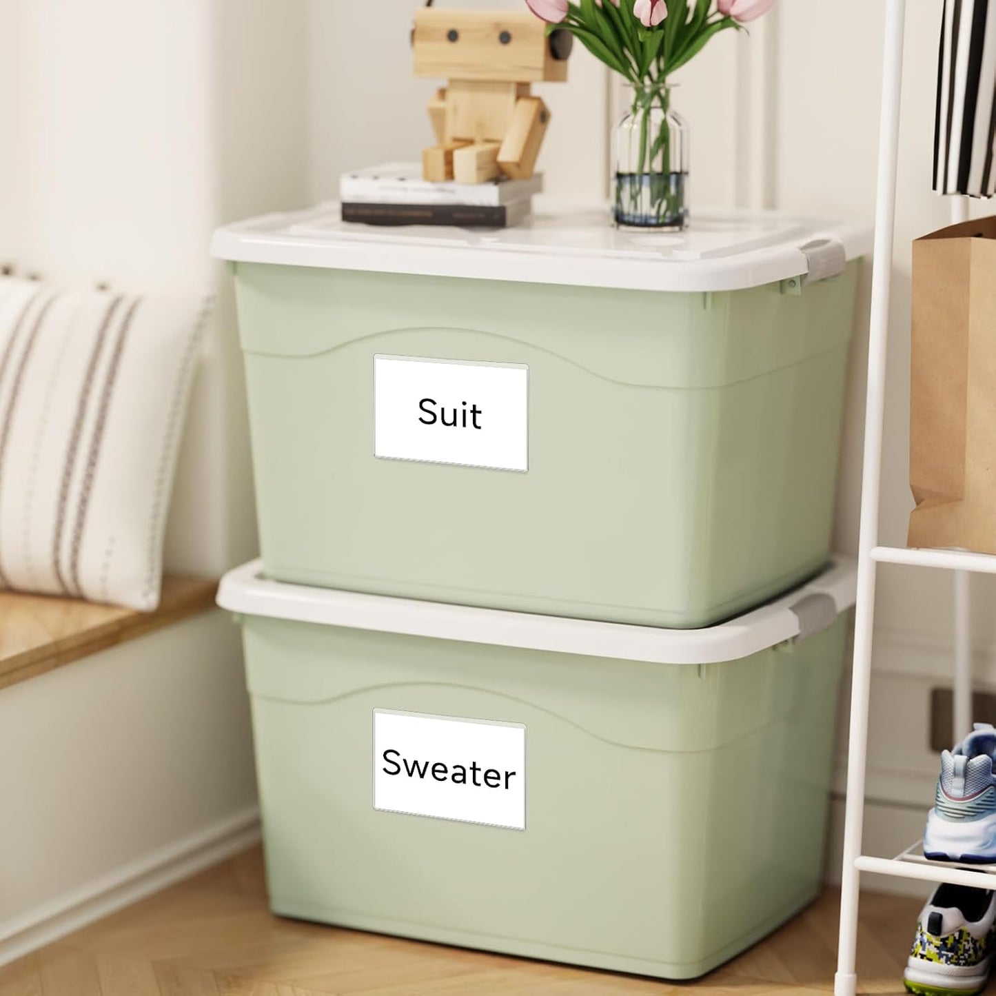 36Pcs Adhesive 4" x 6" Index Card Pockets, Clear Label Holders with Top Open for Loading, Plastic Pocket Sleeves for Organizing Storage Bins, Library Cards, Shelves