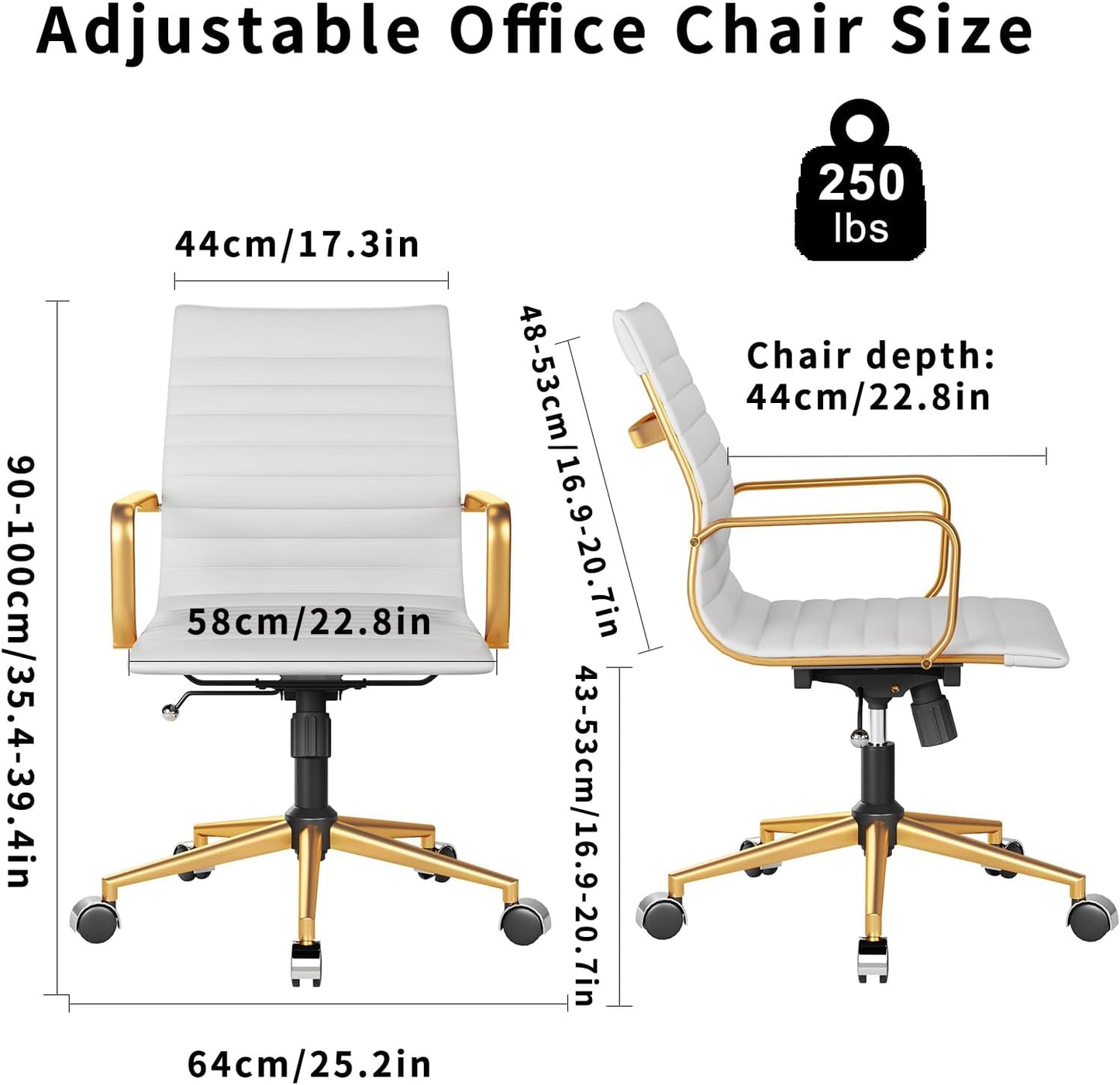 Chair, Desk Computer Chair ,with Armrests ,Ergonomic Office Chair for Home and Office, 17.32 x 22.83 x 35.43 inches, Multiple Colors (Gold White)