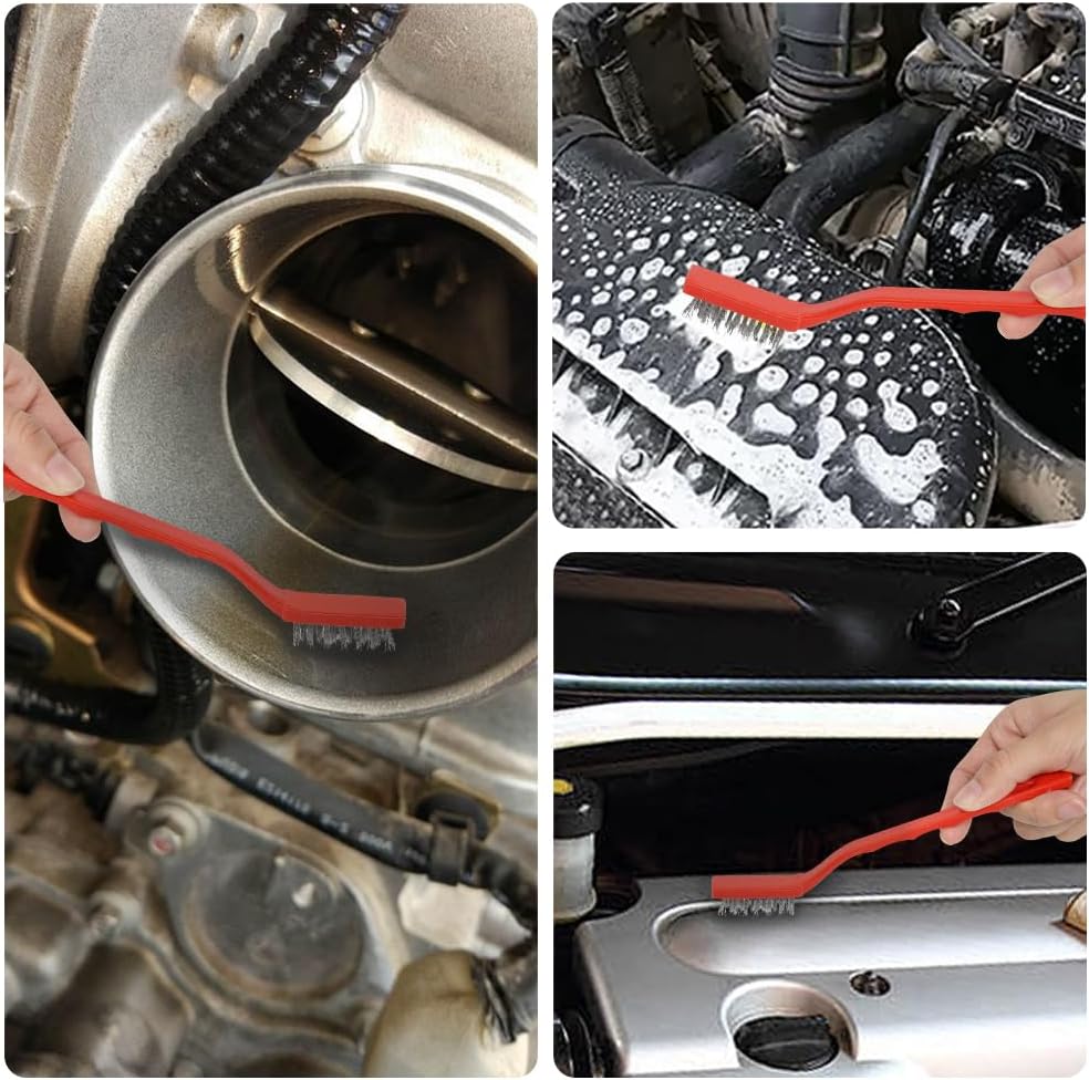 9pcs Detailing Brush Set,Interior Cleaning Brush,Steel Wire & Tire Brush Automotive Cleaning Brush Kit,for Cleaning Engine, Body Exterior Surface, Carpet, Truck, SUV, RV, Motorcycle