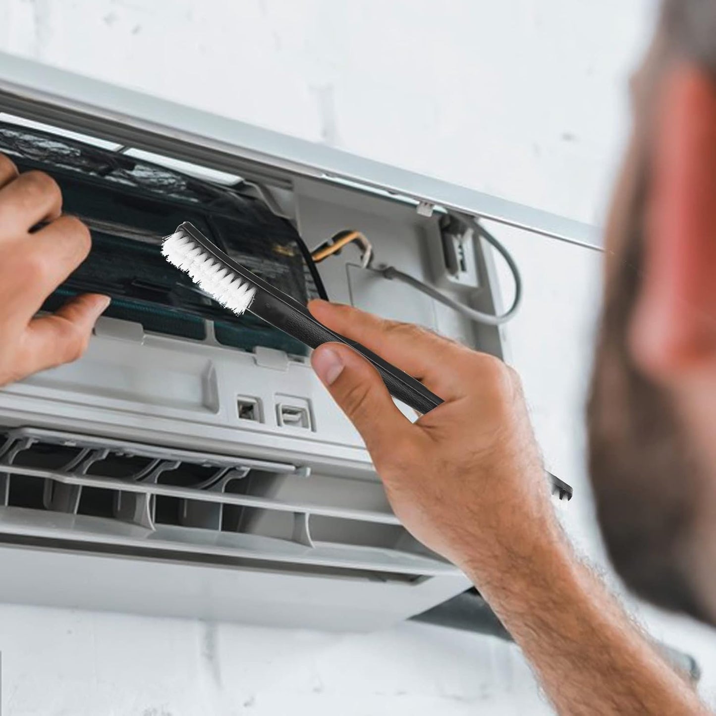 Double-Ended Nylon Cleaning Brushes, Set of 9, Black & White, Plastic Handles, Ideal for All Kinds of Small Objects