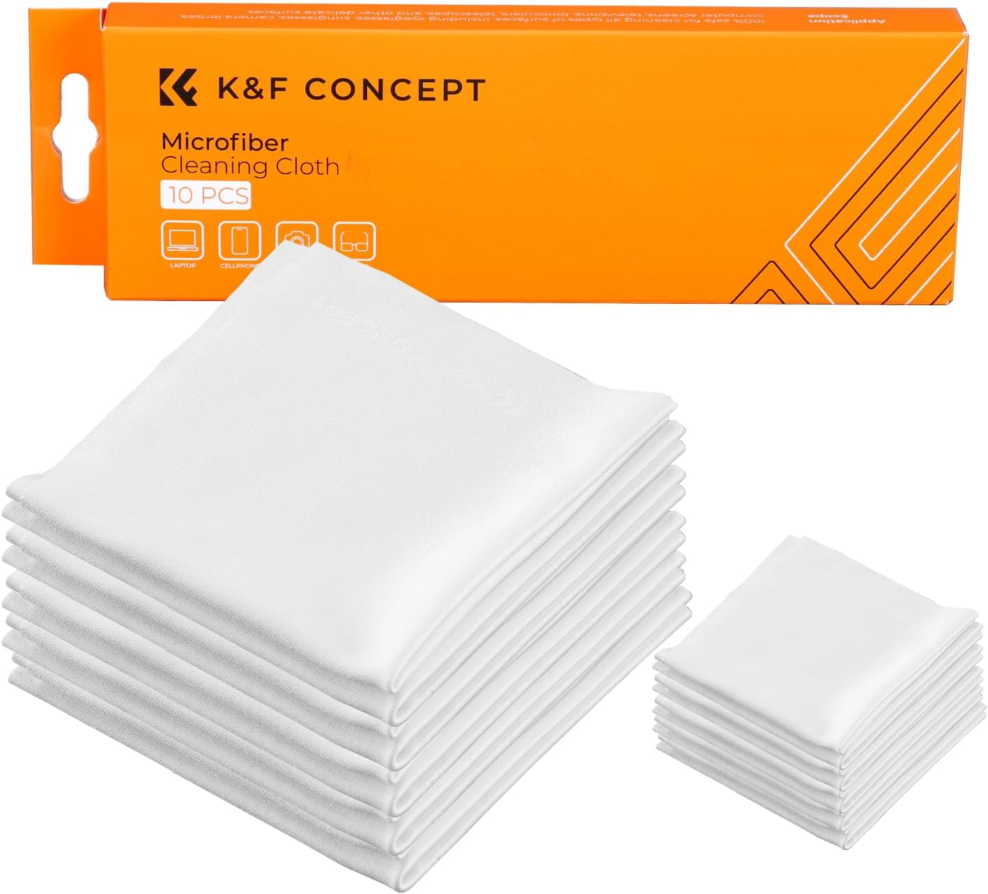 K&F Concept 10 Pack Microfiber Cleaning Cloths,Washable Reusable 6x6in Vacuum Wrapped Lint Free Glasses Cloth for Glasses, Lens, Screens & More