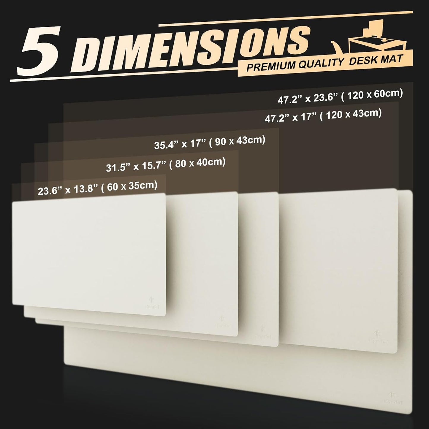 K KNODEL Large Office Leather Desk Mat, Mouse and Keyboard Pad, Computer and Laptop Mat, Desktop Protector and Cover, Writing Pad and Blotter (47.2"x23.6", White)