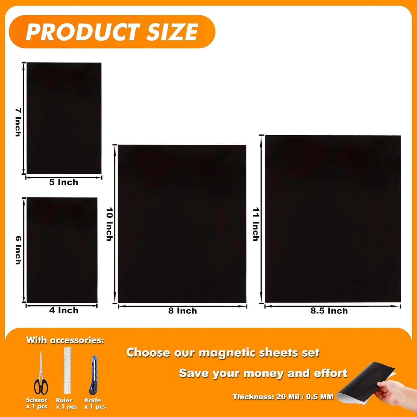 Adhesive Magnetic Sheets 8.5 x 11 Inch, 20 Packs Magnetic Sheets with Adhesive Backing - 0.5mm Thickness Flexible Magnet Sheets for Dies Storage, Craft Projects, Photos, School, Office