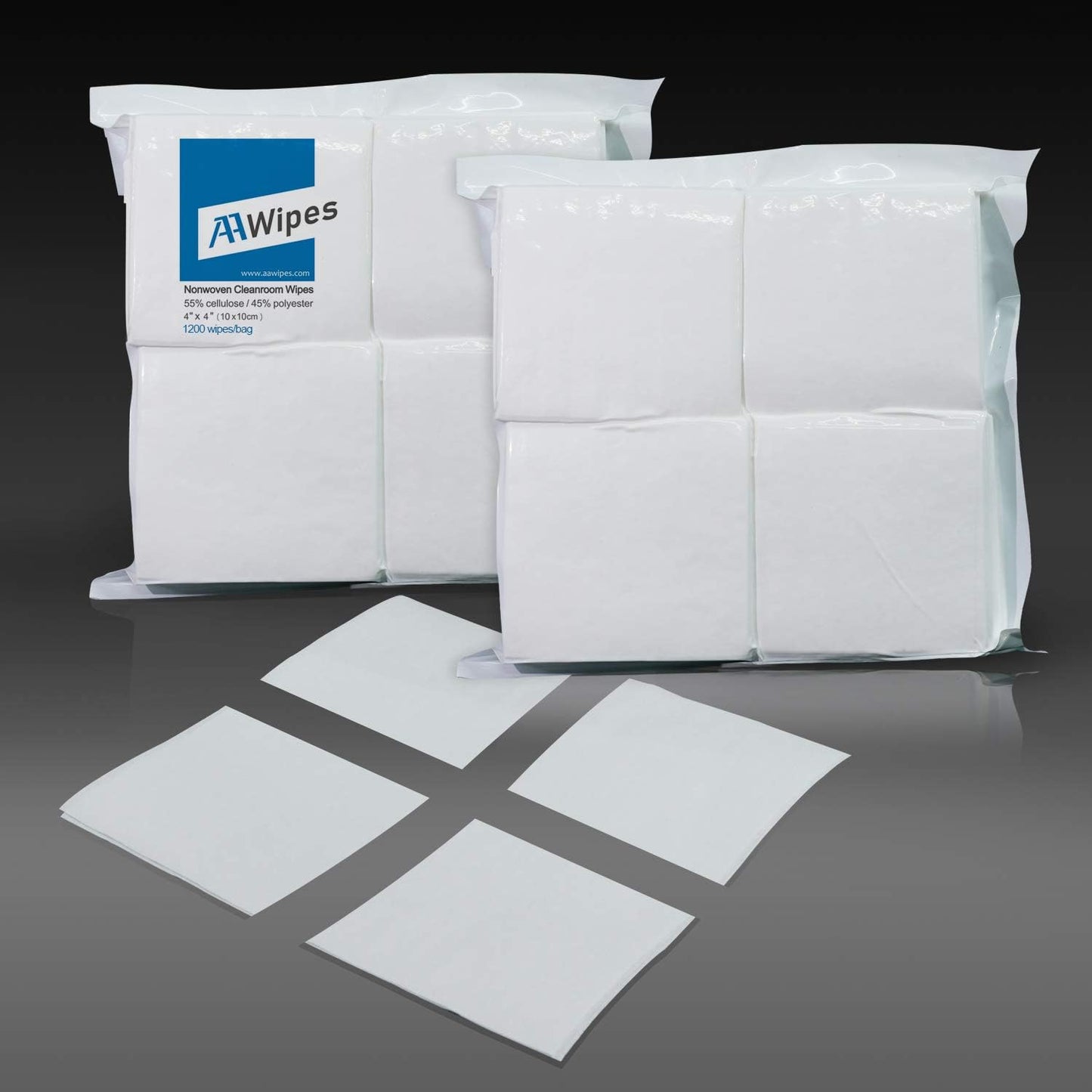 AAwipes Cleanroom Wipers 4x 4 (1200 Pcs, Cellulose/Polyester Blend, Grade A, 68GSM) Lint Free Wipes 4" x 4" for Lab, Electronics, Pharmaceutical, Printing and Semiconductor Industries