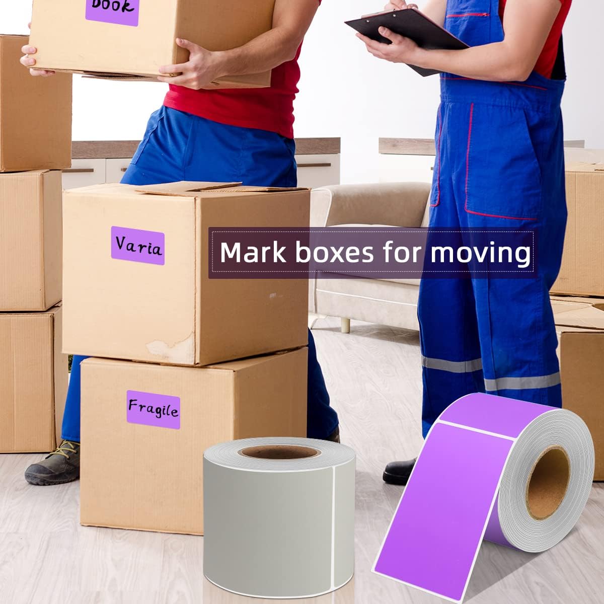 PARLAIM 3 X 5 Inch Rectangle Adhesive Color Coding Stickers,Square Purple Inventory Stickers -250 Per Dispenser Box(Purple)