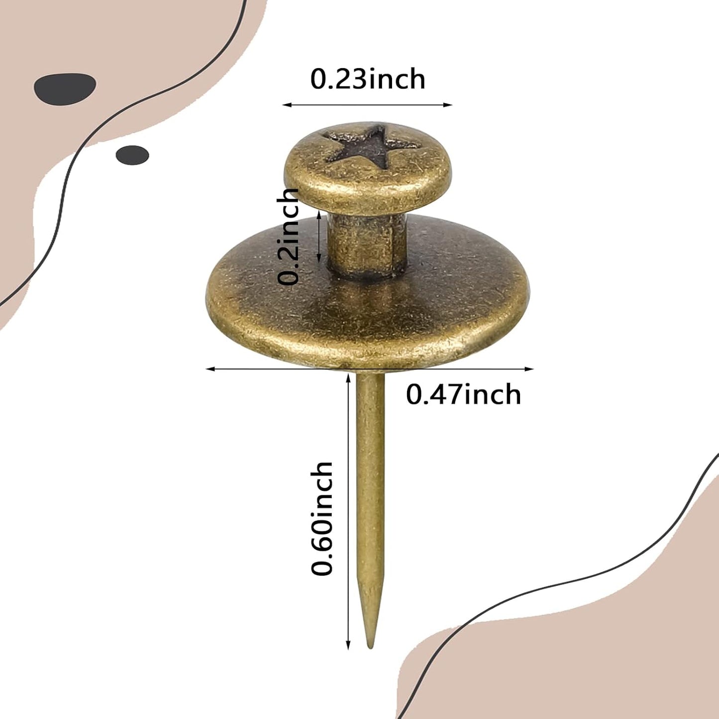 Push Pins Picture Hangers Double Headed Thumb Tacks Wall Hooks for Wall Hangings Picture Hangers Nails Small Photo Hanging Hook Pins for Home Office Photo Decor(Bronze,80 Pieces)