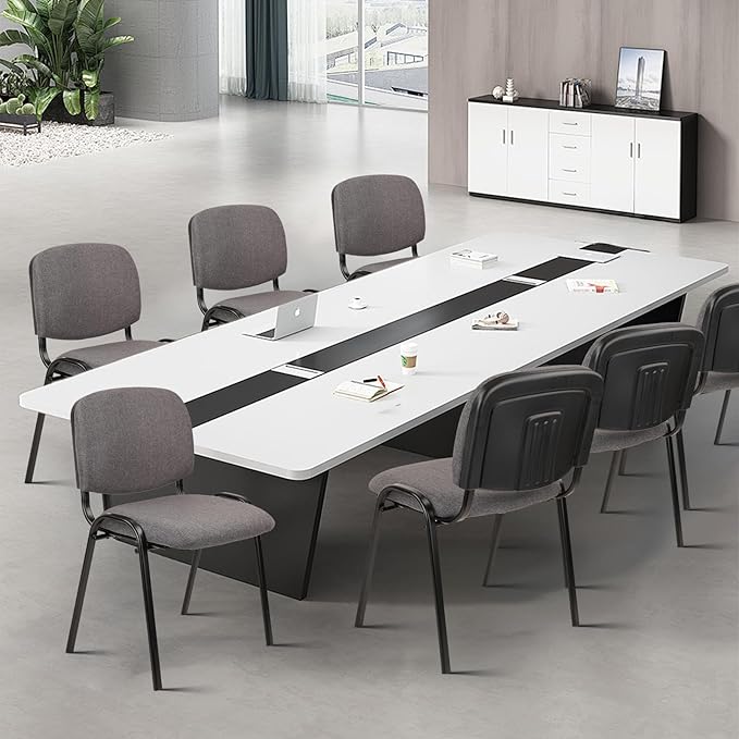 CLATINA Waiting Room Chairs Fabric Stackable Chair Metal Frame with Lumbar Support and Thickened Seat Cushion for Waiting Conference Room Guest Chairs 1 Pack…