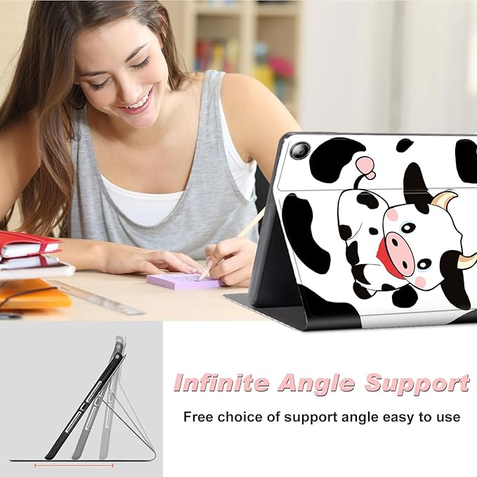 for Amazon Kindle Fire Max 11 Case (13th Generation, 2023 Release) 11",Slim Lightweight Smart Shell Stand Cover with Auto Wake/Sleep for All-New Fire 11 Max Tablet,Black White Milk Cow