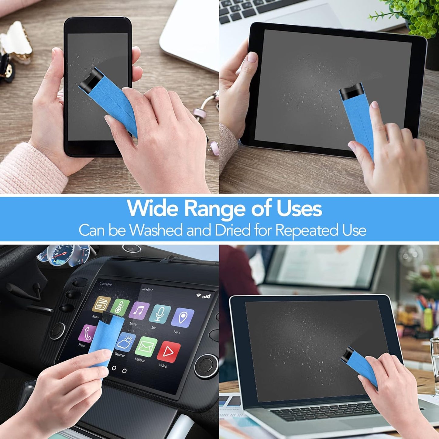 3 Pcs Fingerprint Proof Screen Cleaner, 3 in 1Touchscreen Mist Cleaner Spray Wipe Screen Cleaner Soft Fiber Flannel, Safe for All Phones Glasses Tablet Laptop TV Watch Screens(Blue)