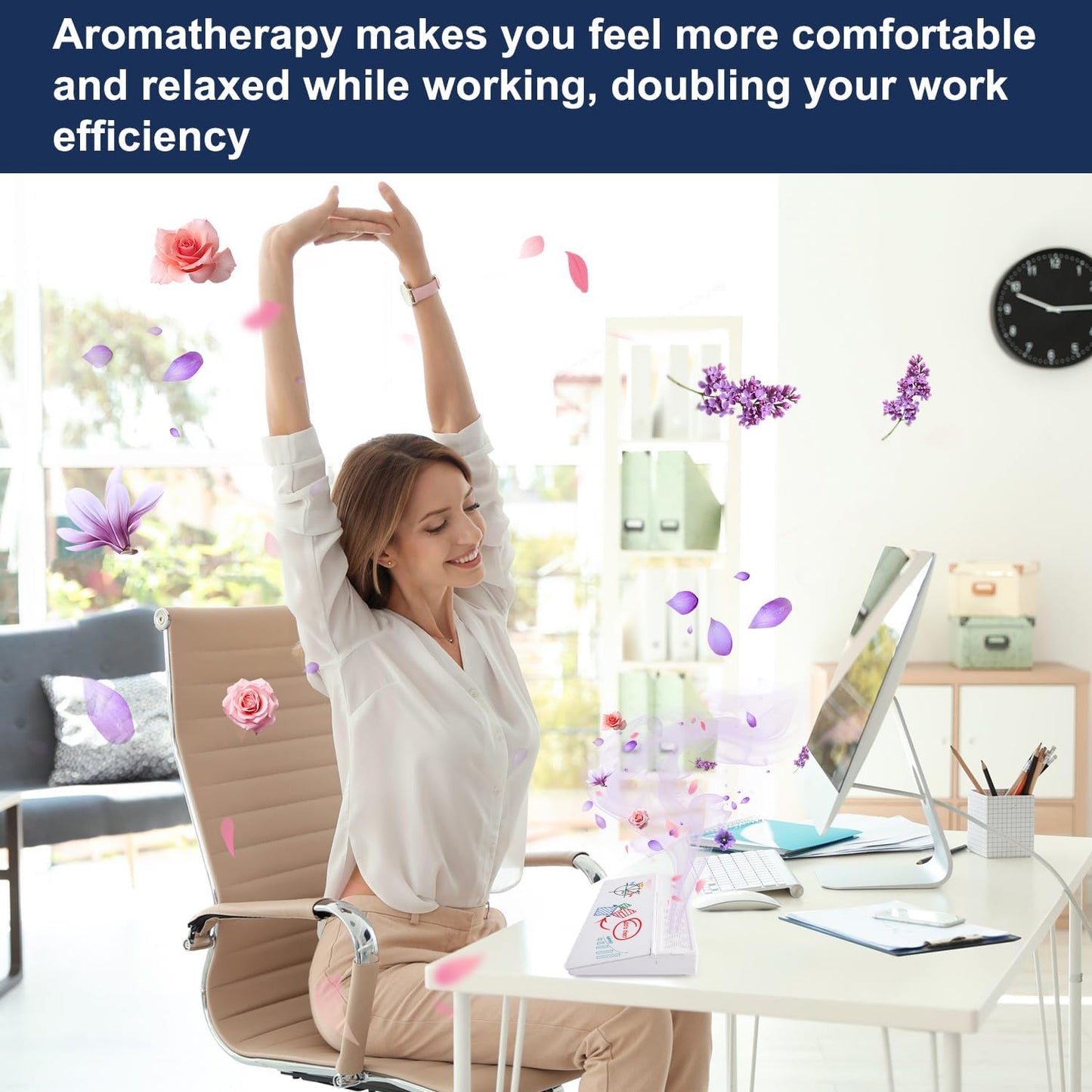 Small Glass Desktop Whiteboard Dry-Erase-Board - Computer Keyboard Stand White Board Surface Pad with Aromatherapy, Desk Organizers with Accessories for Office, Home, School Supplies