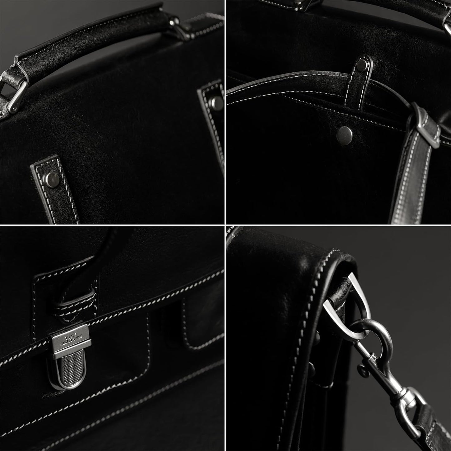 Time Resistance Leather Briefcase – Italian Handmade Leather Laptop Bag – Briefcase Convertible into Backpack