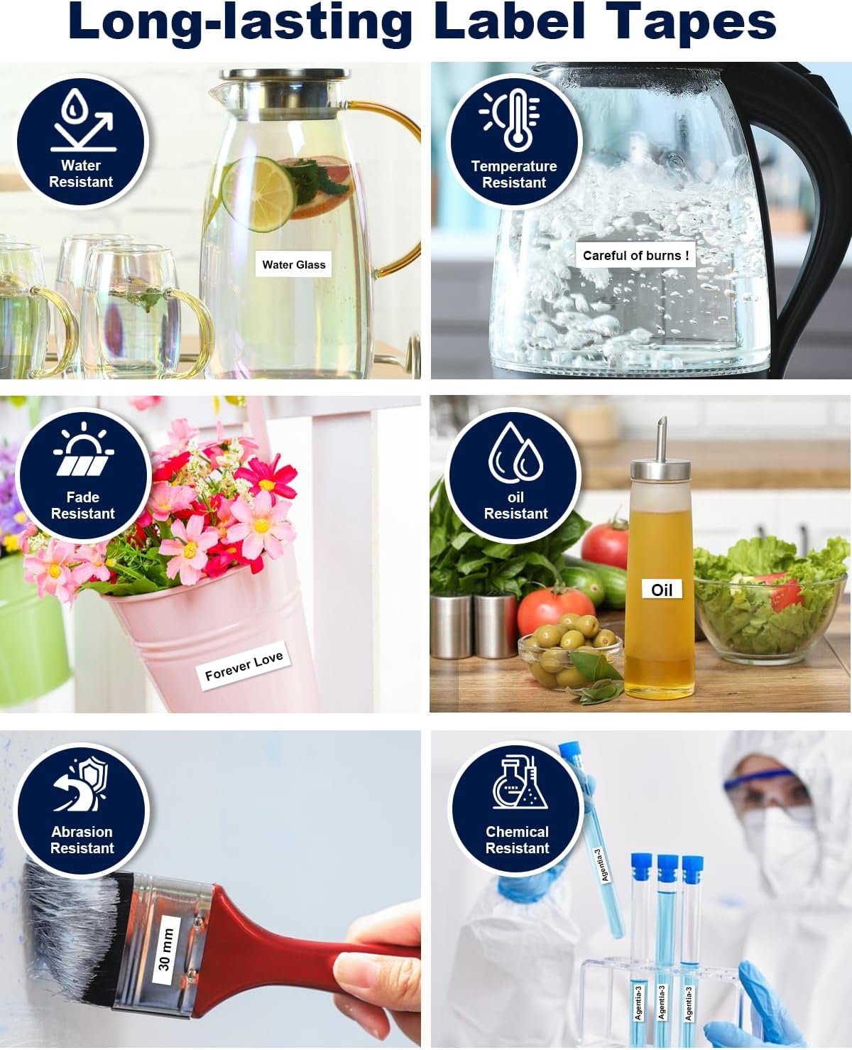 Label Maker Tape TZe-231 Replacement for Brother P Touch PT-D210 PT-D220 PT-H110 PT-D600 D400 by FETIONS, Compatible with TZe TZ 12mm X 8m Laminated Waterproof Label Tape, 4 Pack