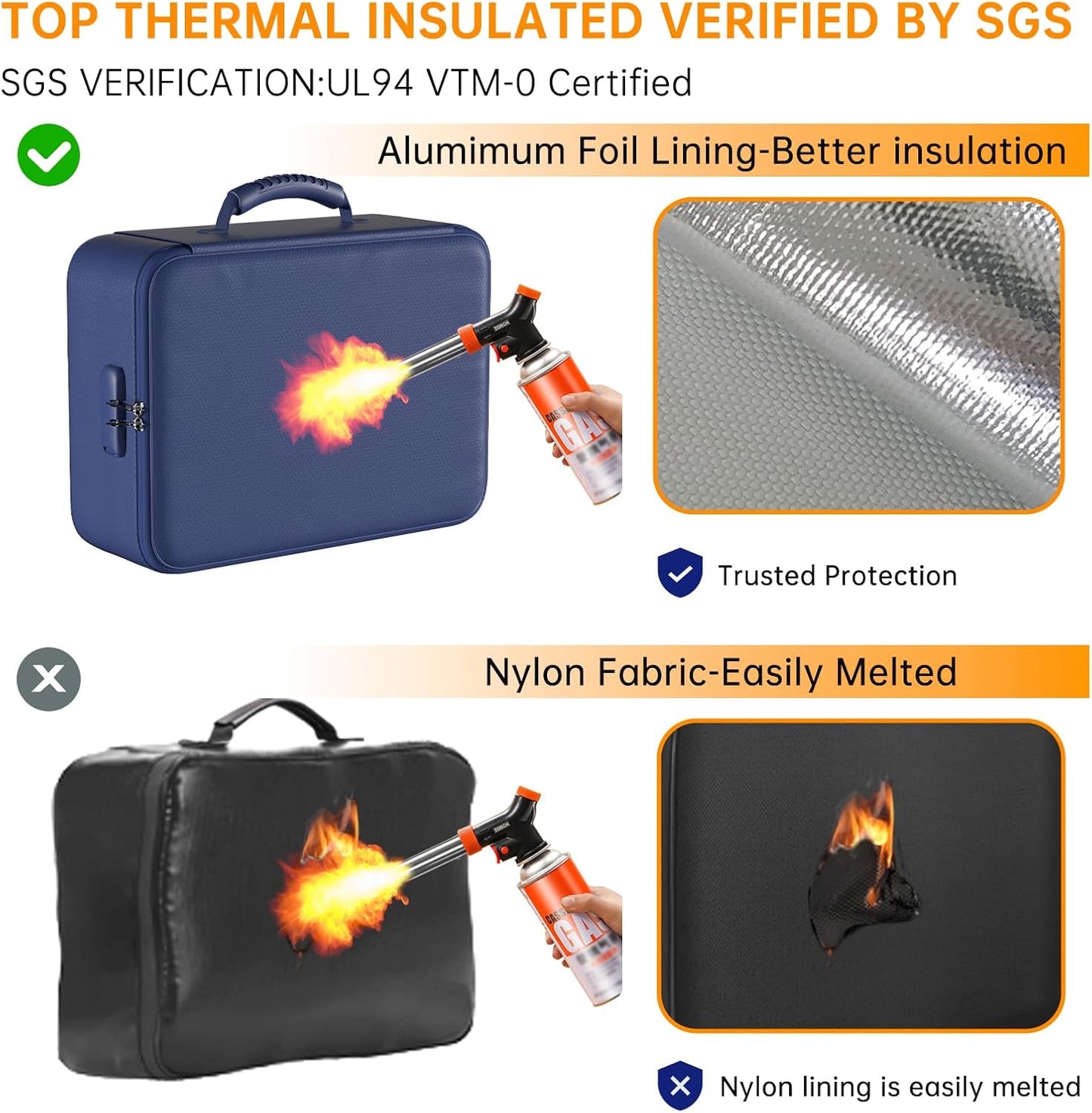 DocSafe 5200°F Document Organizer with Lock,Upgraded Heat Insulated Fireproof&Waterproof Box 8 Layers File Organizer,Portable Home Travel Safe Storage for Important Documents, Files,Blue (Soft)