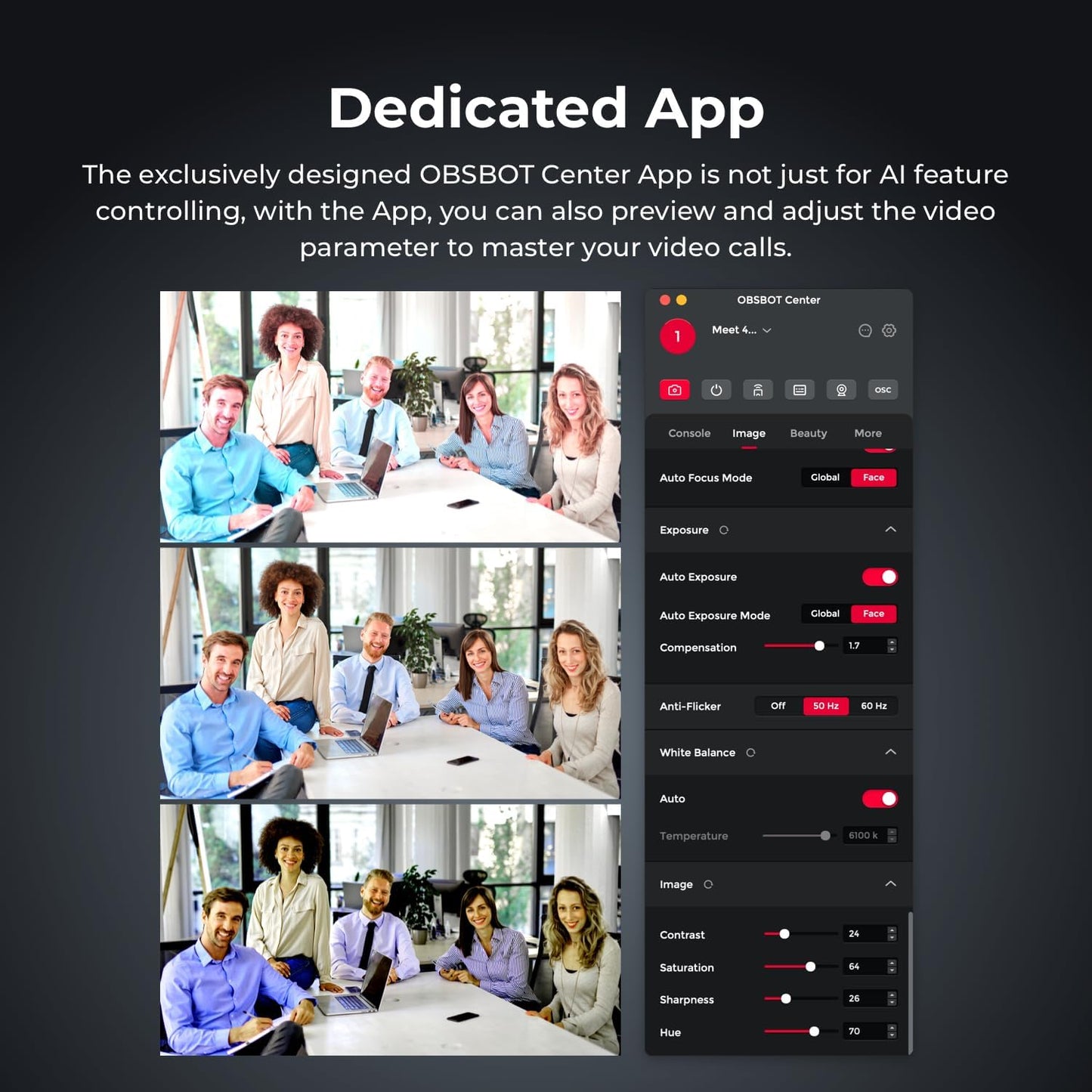 OBSBOT Meet AI-Powered 4K Webcam, AI Framing & Autofocus, Webcam with Microphone, Background Bokeh, 60 FPS, HDR Low-Light Correction, Beauty Mode, Webcam for PC, Streaming, Conference, Gaming, etc.