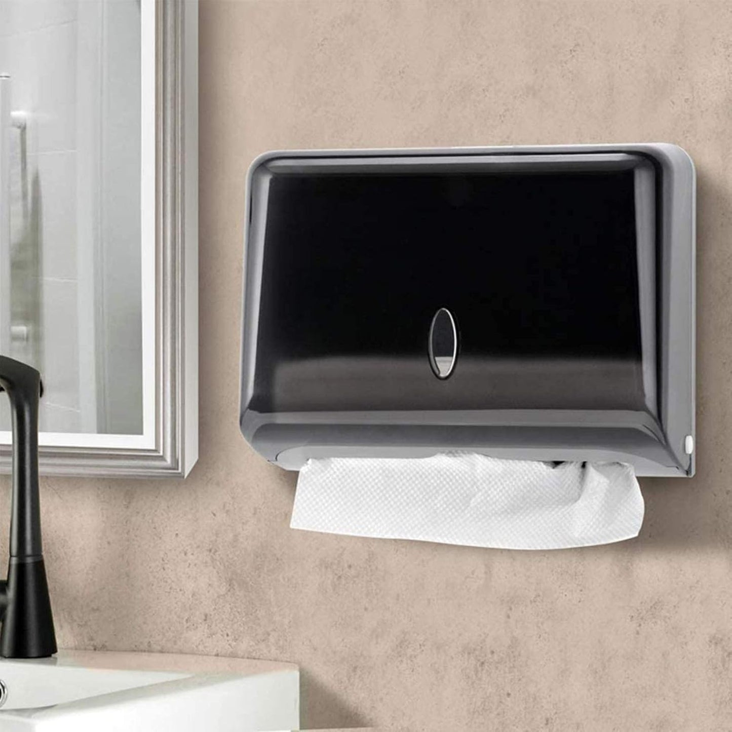 AILELAN Paper Towel Dispenser, Commercial Toilet Tissue Dispensers Wall Mount Paper Towel Holder Multifold/C-Fold Paper Towel Dispenser for Kitchen and Restroom Decor (Black)