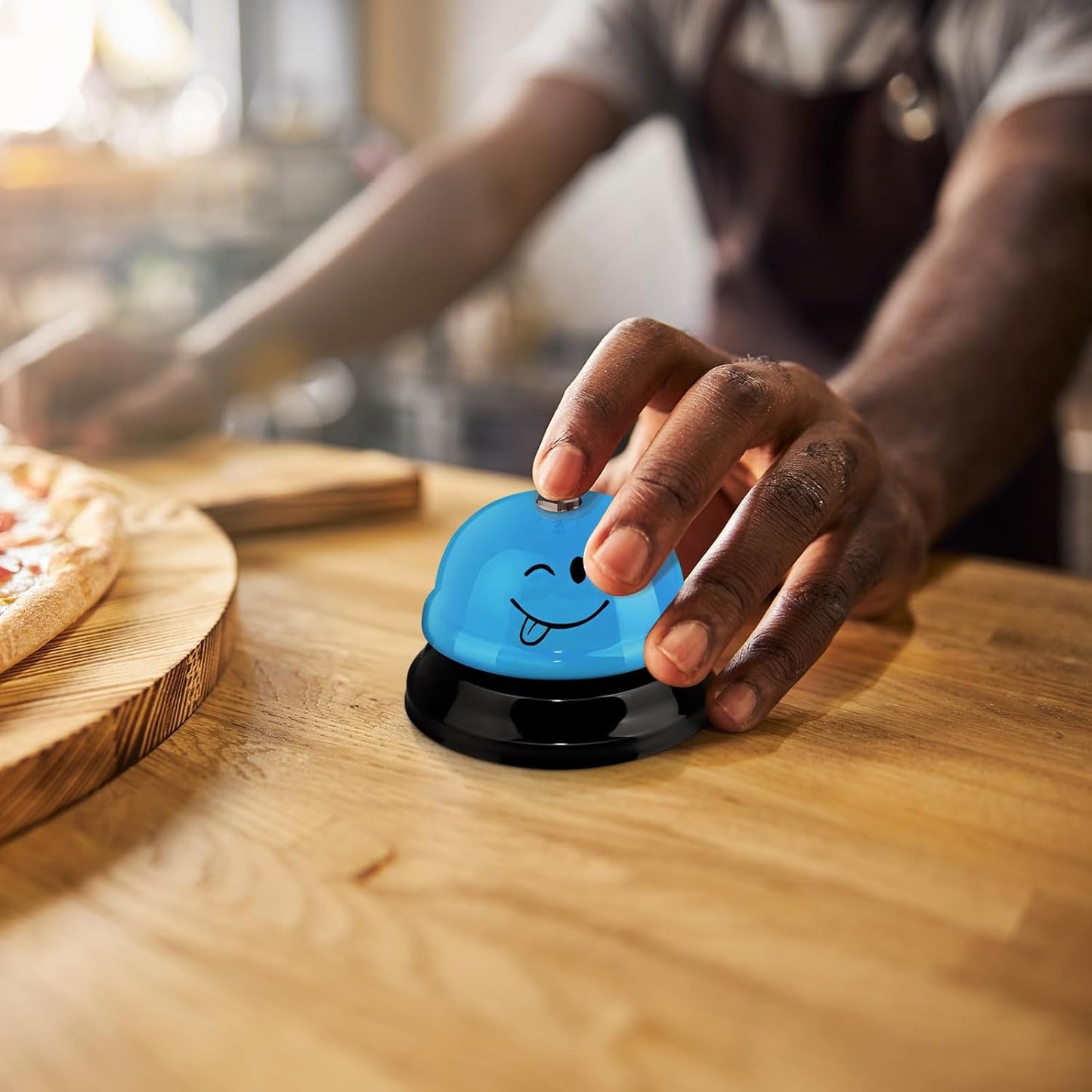 Hotop 3 Pcs Desk Bell for Service Funny Front Desk Smile Face Metal Ringer Call Bell for Kitchen Hotel Restaurant Classroom(Smile Face,Blue, Green, Orange)